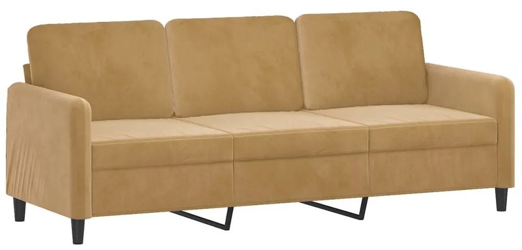 359459 vidaXL 3-местен диван, кафяв, 180 см, кадифе