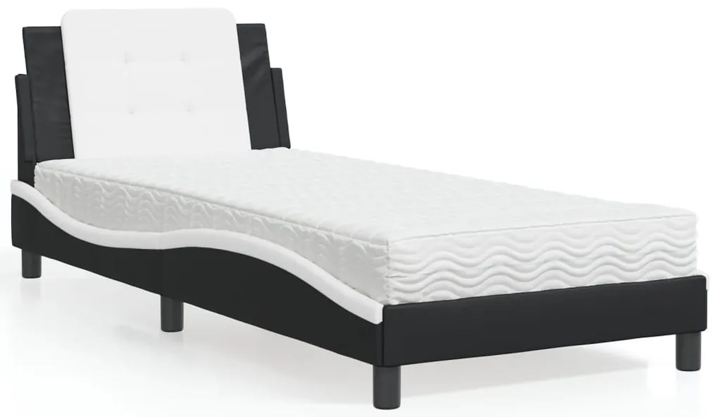 3208850 vidaXL Рамка за легло без матрак Zadar, черно и бяло, 100x200  см, изкуствена кожа