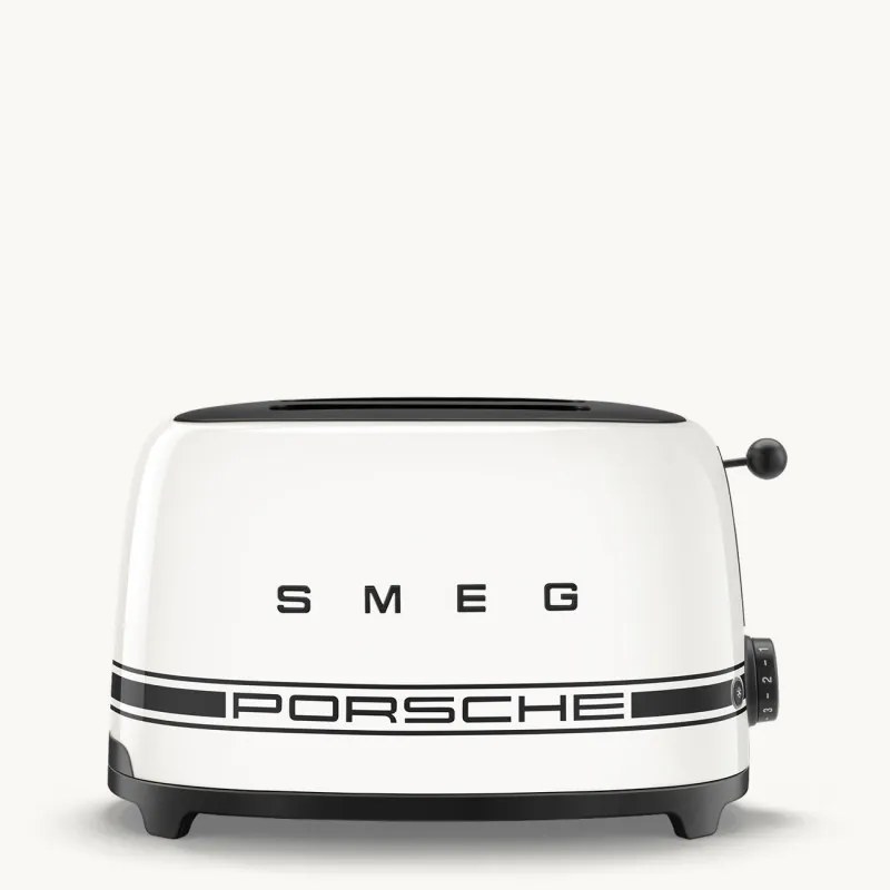 Тостер за хляб SMEG 50's Style Porsche TSF01PCWEU, 950W, 2 филии, 6 нива, Тавичка за трохи, Вграден кабел, Неръждаема стомана, Бял