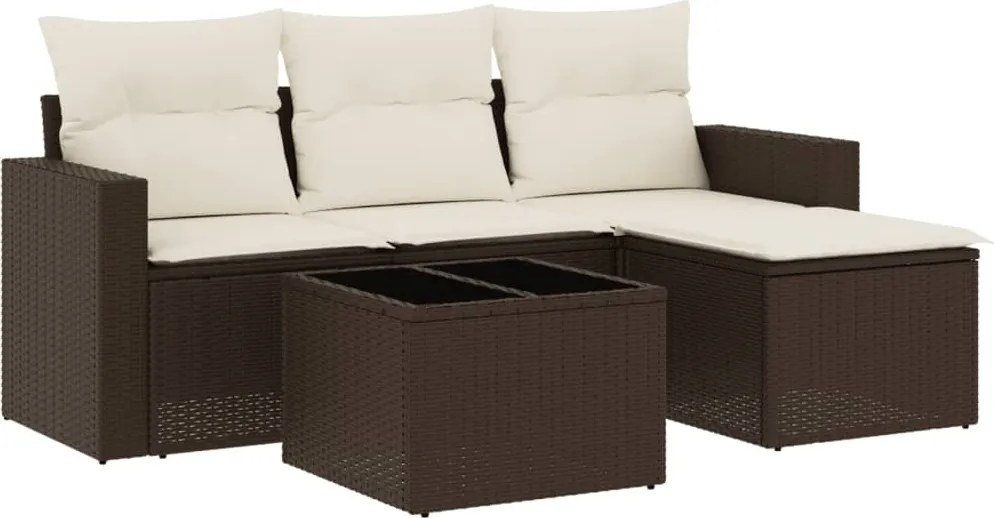 3251220 vidaXL Градински комплект с възглавници, 5 части, кафяв полиратан