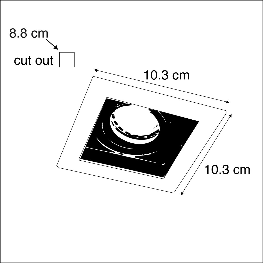 Комплект от 5 вградени прожектори бели с черен - Carree
