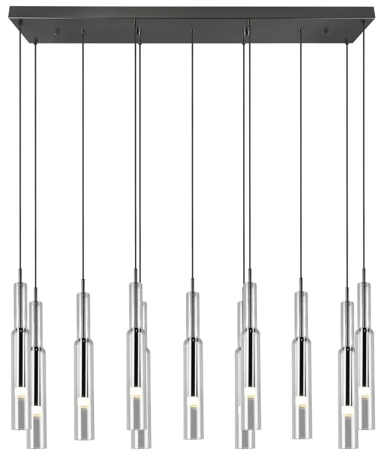 LED висящо осветително тяло със стъклен абажур в черно-сребристо Lucent - Trio Select