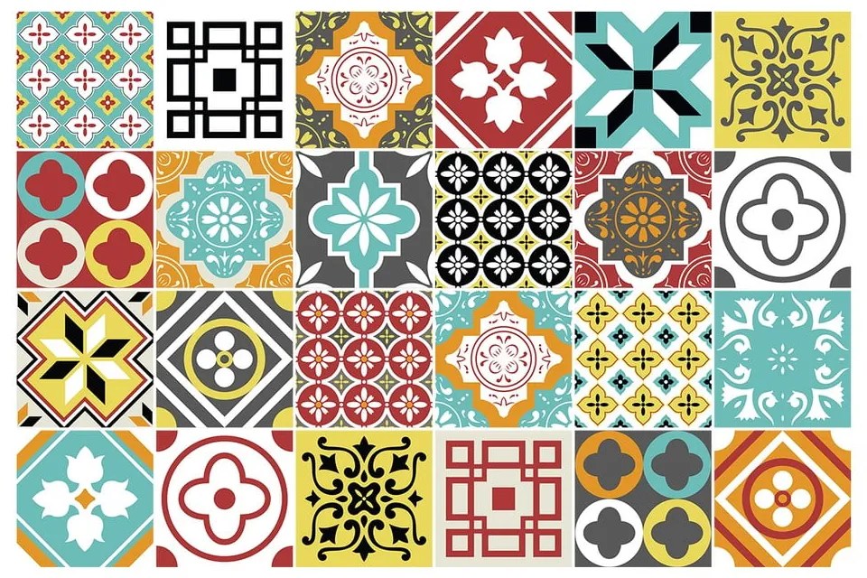 Комплект от 24 стикера за стена Montecito, 15 x 15 cm - Ambiance