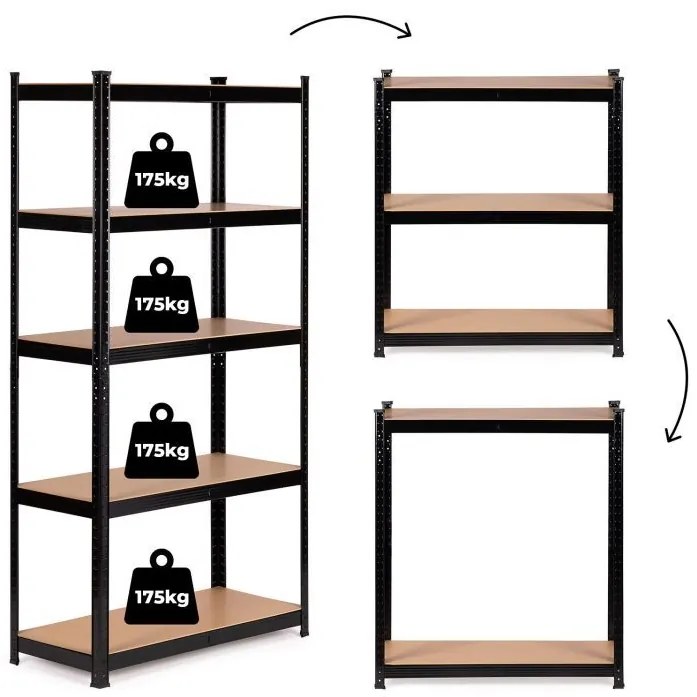 Черен рафт с 5 рафта Дълбочина 30см