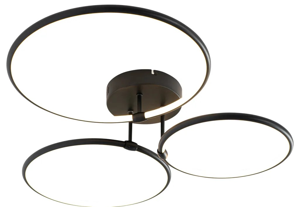 Таванна лампа черна с LED 3-степенна димируема 3-светлина - Joaniqa