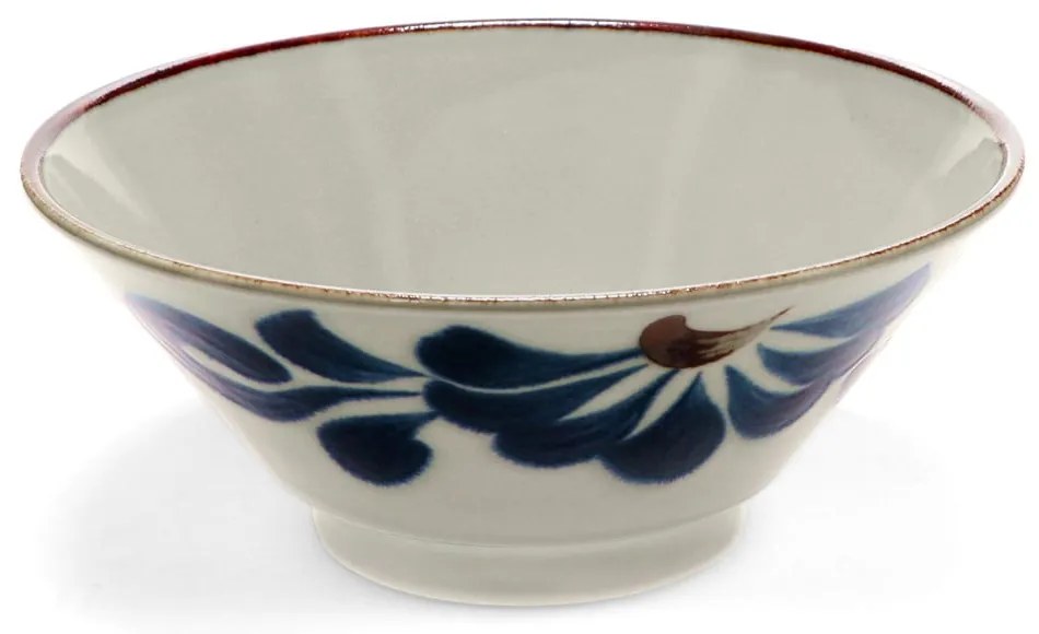 Синьо-бежова порцеланова рамен купичка 900 ml Flower – Rex London