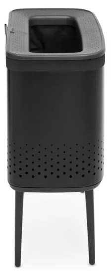 Кош за пране Brabantia Bo 1004175, 60 л, Пълнене без отваряне, Вентилационни отвори, Регулируеми крачета, Черен
