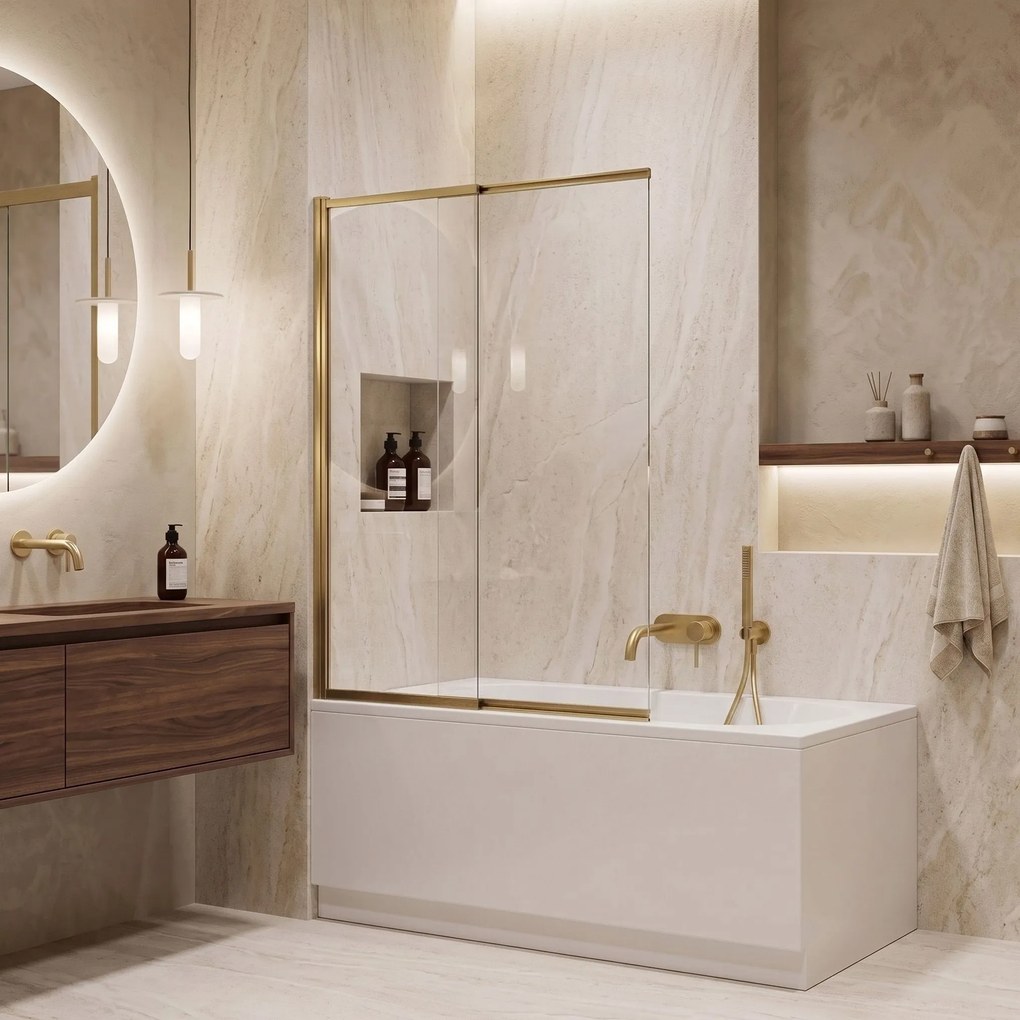 Плъзгащ се параван за вана REA Dario Brush Gold 120