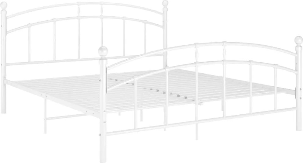 324977 vidaXL Рамка за легло, бяла, метал, 140x200 cм