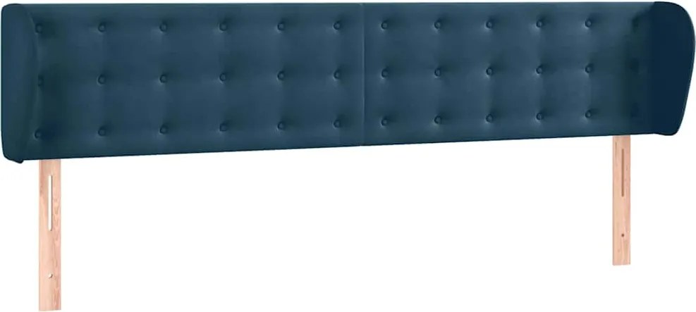 3117648 vidaXL Горна табла за легло с уши, тъмносиня, 203x23x78/88 см, кадифе