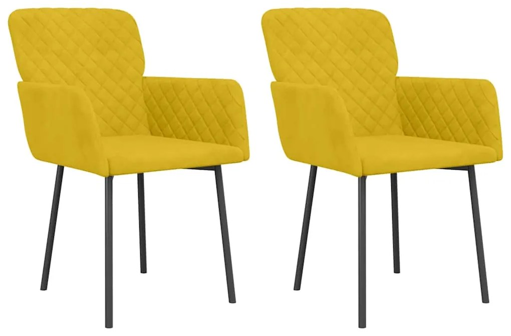 344786 vidaXL Трапезни столове, 2 бр, жълти, кадифе