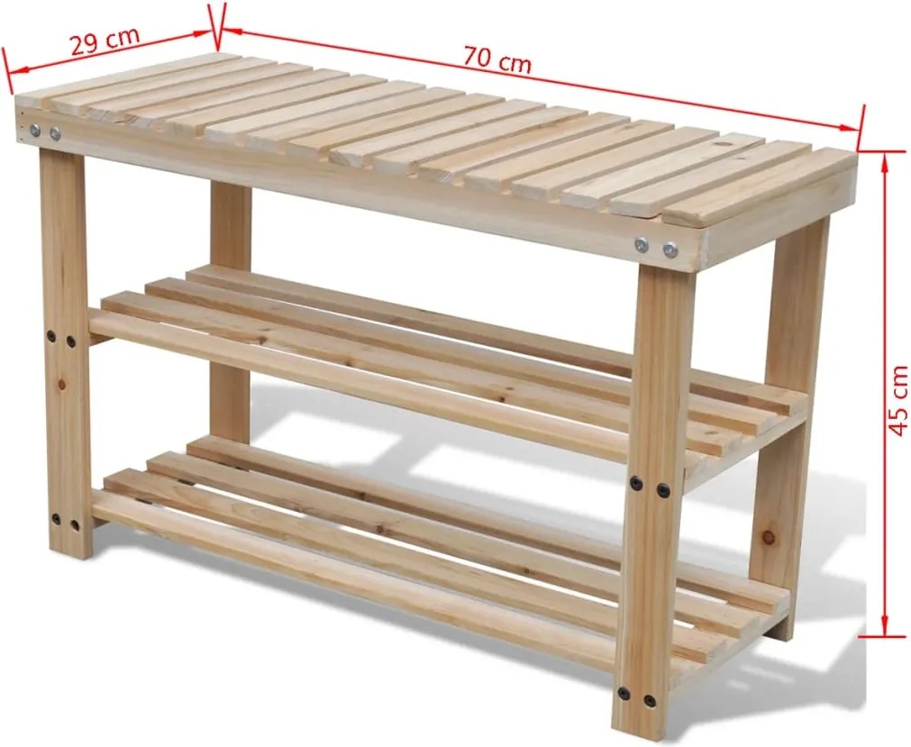 2-в-1 етажерка за обувки с пейка, ела масив
