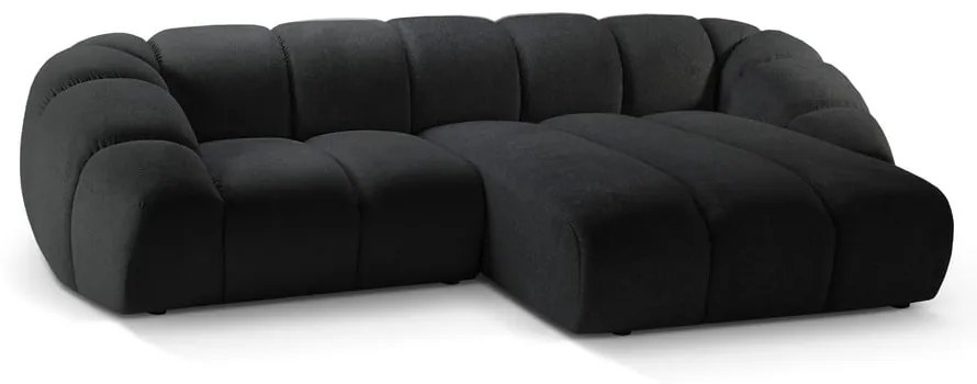 Черен ъглов диван (десен ъгъл) Diana – Micadoni