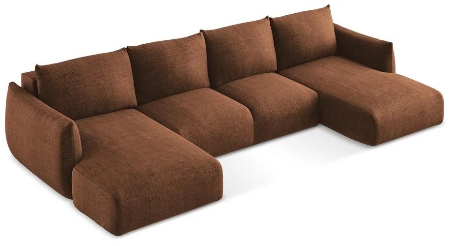 Теракотен сгъваем ъглов диван (U форма) Leila – Makamii