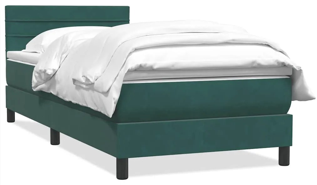 3316290 vidaXL Боксспринг легло с матрак, тъмнозелено, 90x210 см, кадифе
