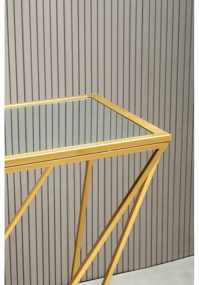 Конзолна маса със стъклен плот в златисто 40x120 cm Farran - Premier Housewares