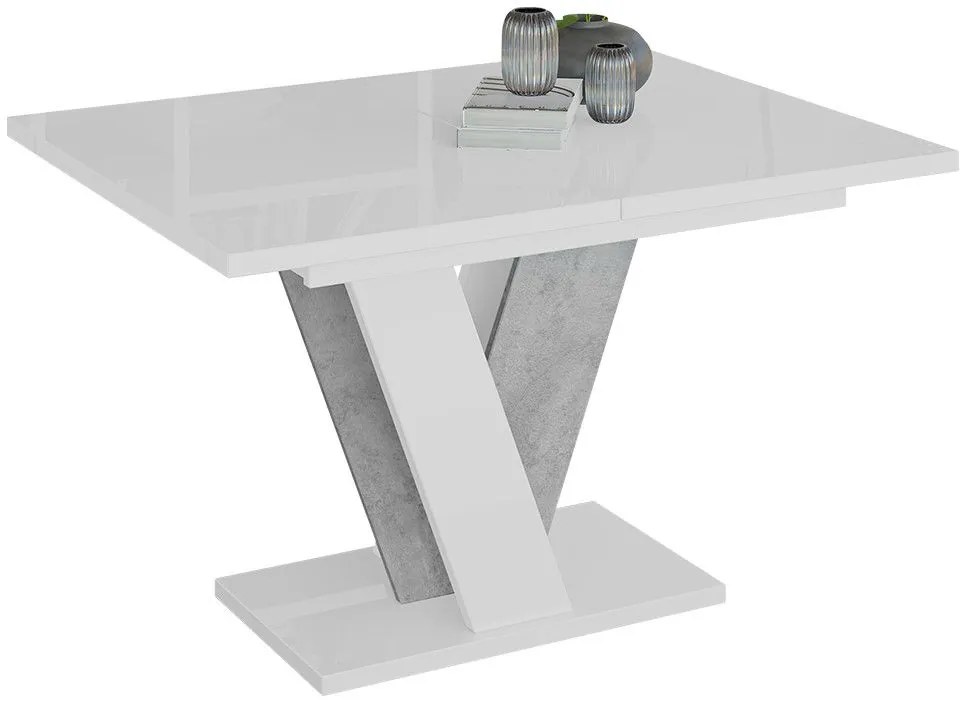 Маса Xao разтегателен -Бял гланц – concrete