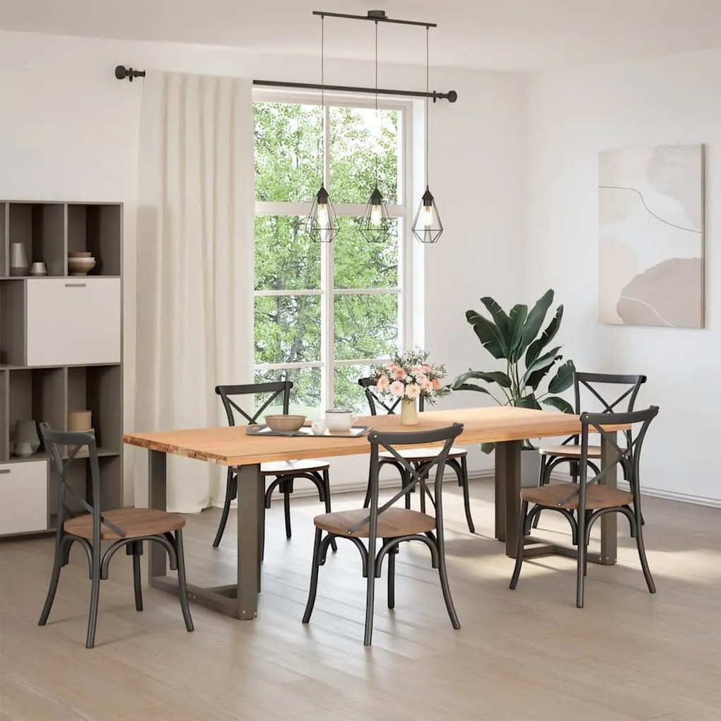 4013067 vidaXL Крака за трапезна маса, Т-образни, 2 бр., черни, 90x35x(72-73) см, стомана