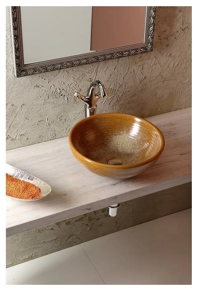 Стояща батерия за мивка в лъскаво-сребрист и златист цвят Antea – Sapho