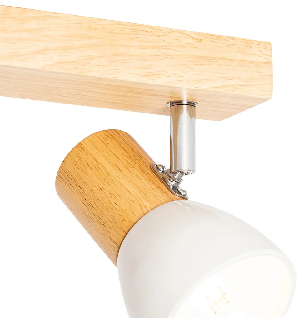 Дървен таванен прожектор с бял регулируем 3-светлина - Thorin