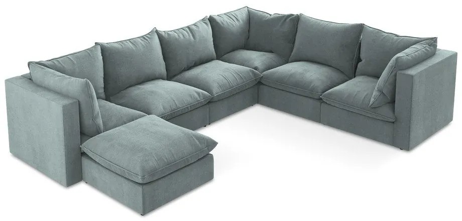 Син ъглов диван (десен ъгъл/U форма) Manao – Makamii