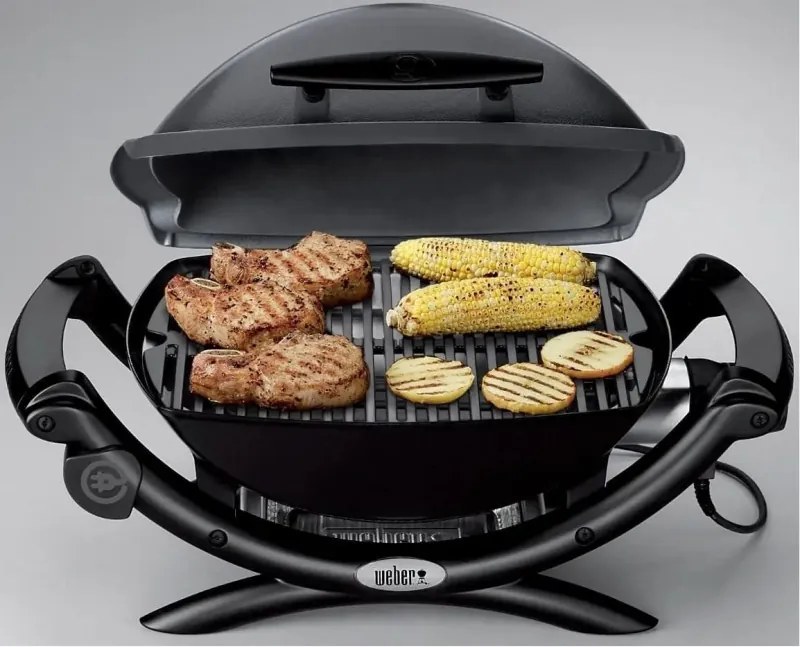 Електрическо барбекю Weber Q1400 WB 52020079, 2200 W, 43x32 cm, Капак и корпус от лят алуминий, Подвижна тава за мазнини, Тъмносив