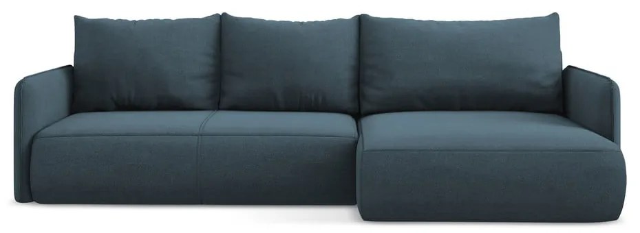 Син разтегателен ъглов диван с място за съхранение (десен ъгъл) Nanea – Makamii