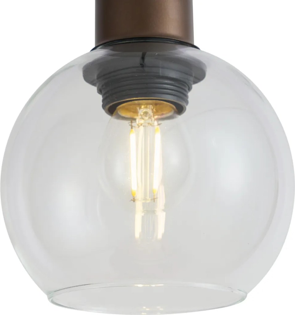 Модерен висящa лампa бронз с прозрачно стъкло за 1-фазна релсова система - Iconic Lava