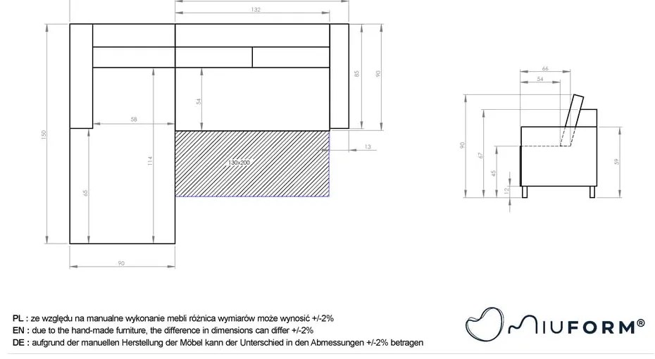 Светлосив ъглов разтегателен диван, ляв ъгъл Charming Charlie - Miuform