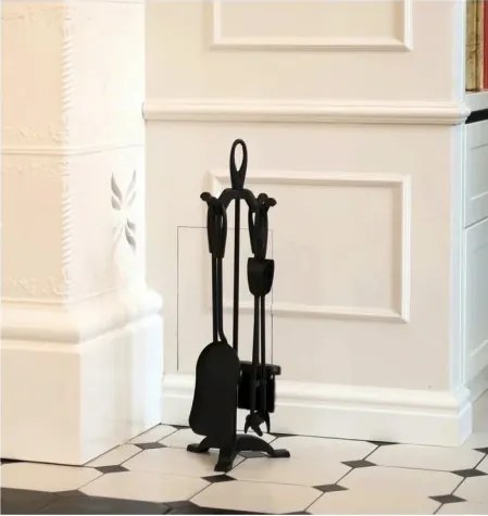 Комплект за камина със стойка - аксесоари от 4 части за камина и скара