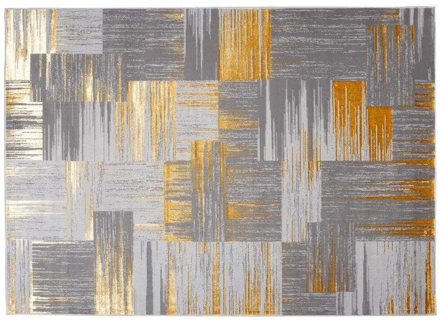 Модерен сив килим за дневна със златен мотив Ширина: 80 см | Дължина: 150 см