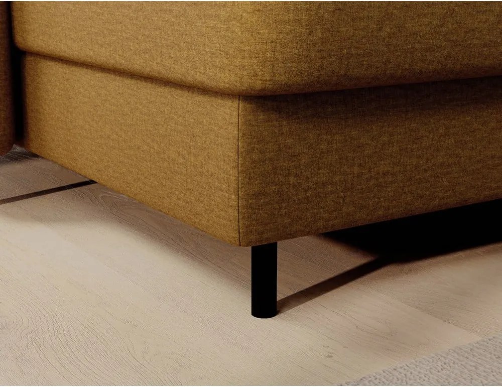 Жълт кадифен разтегателен ъглов диван с място за съхранение (десен ъгъл U форма) Berrto – ELTAP