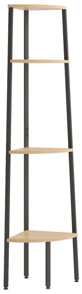 336391 vidaXL Ъглов рафт с 4 нива, светлокафяв и черен, 45,5x31,5x150 см