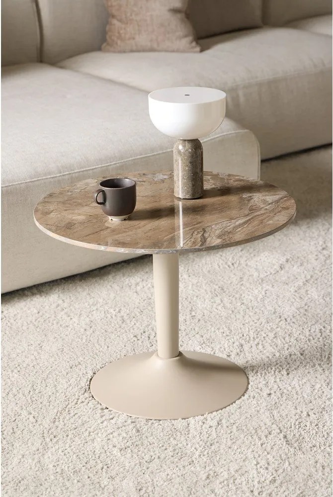 Кафява кръгла масичка за кафе с керамичен плот ø 60 cm Malta – Actona