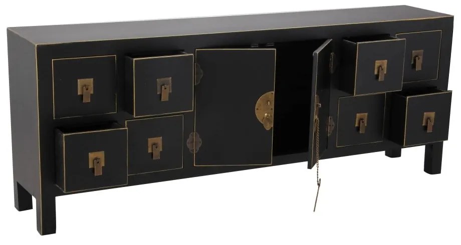 Черен нисък скрин 130x50,5 cm Oriente – Ixia