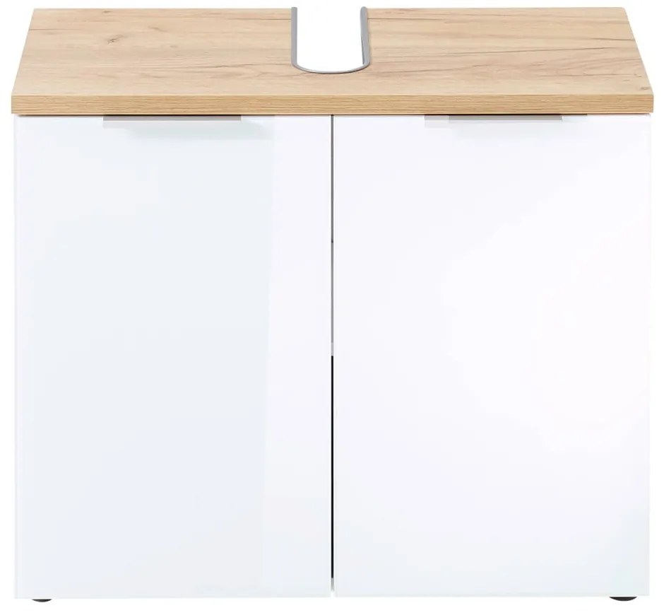 Дъбов шкаф за мивка в бял цвят 70x58 cm Pescara - Germania