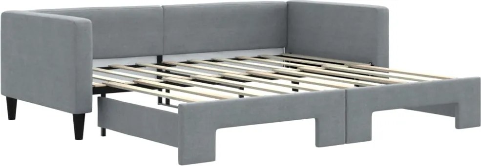 3196588 vidaXL Канапе с изтеглящо разтегателно легло светлосиво 90x190 см плат