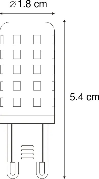 Комплект от 5 прозрачни G9 LED крушки 2W 370 lm 3000K