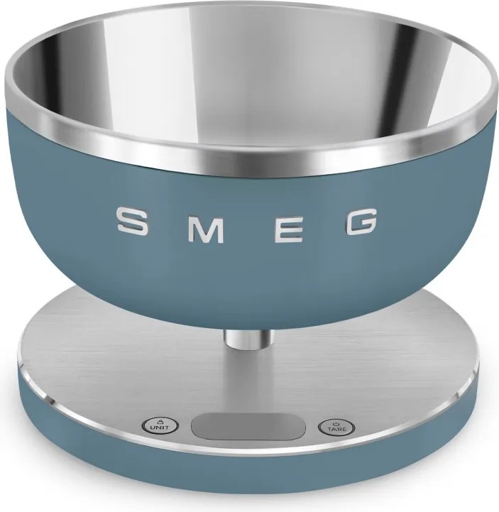 Кухненска везна Smeg Collezione KSC01SBMWW, До 5 кг/5 л, ТАРА, LED дисплей, Противоплъзгаща се основа, Автономия до 36 часа, Буреносно синьо
