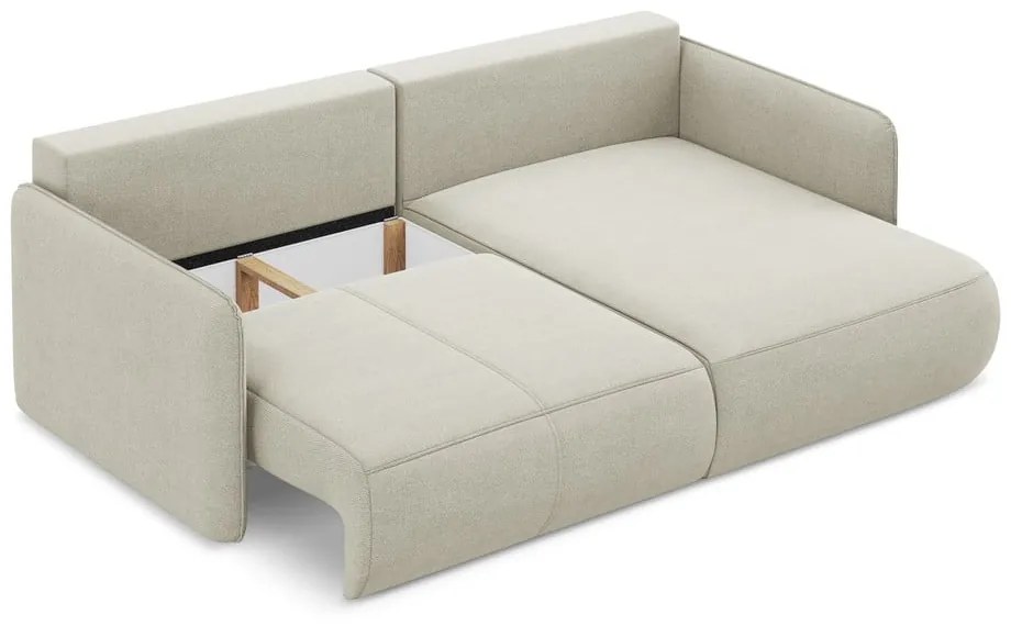 Кремав разтегателен ъглов диван с място за съхранение (десен ъгъл) Nanea – Makamii
