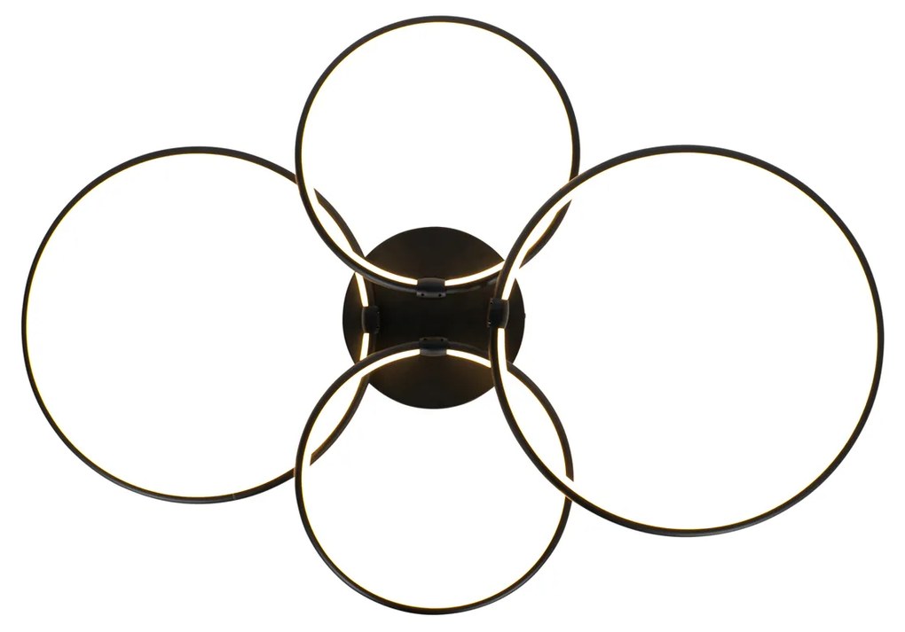 Таванна лампа черна с LED 3-степенна димируема 4-светлина - Joaniqa