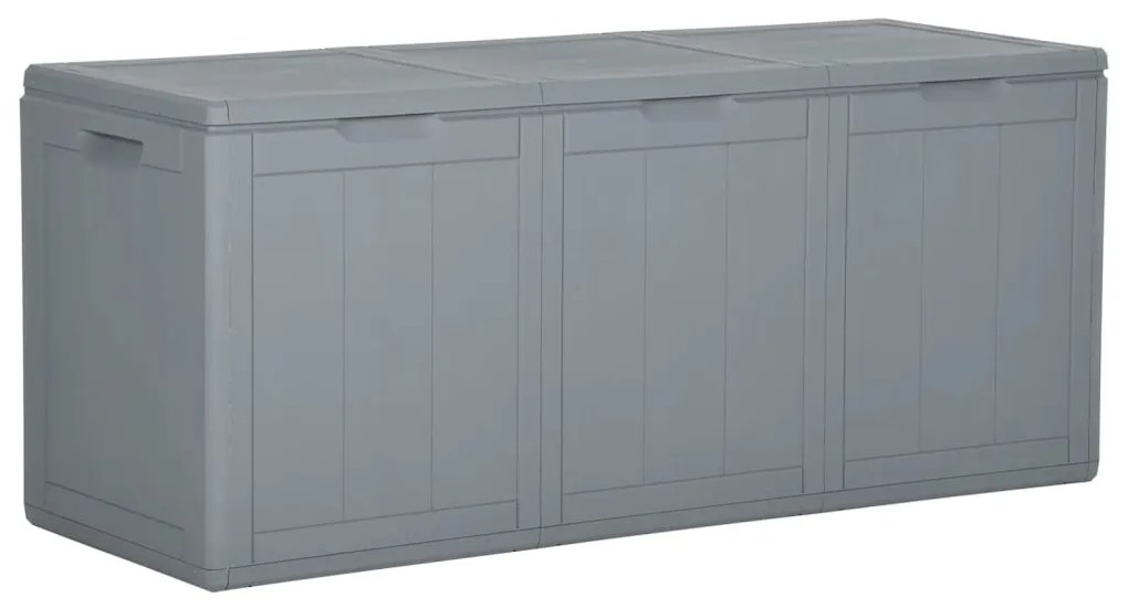 151235 vidaXL Градинска кутия за съхранение, 270 л, сива, PP Дървен вид