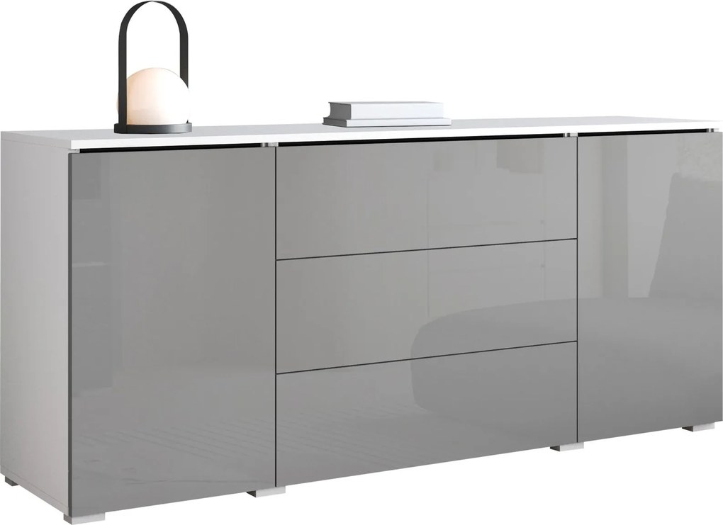 Бюфет Vera-бял-Лъскаво сиво