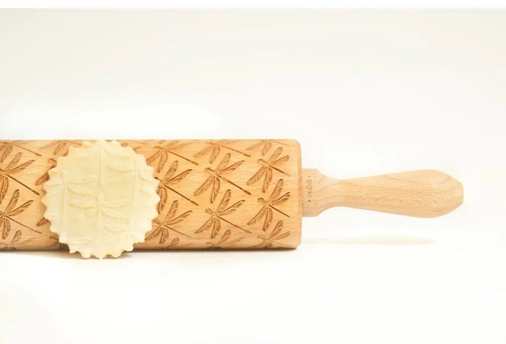 Дървен релефен валяк за тесто Dragonfly - Valek