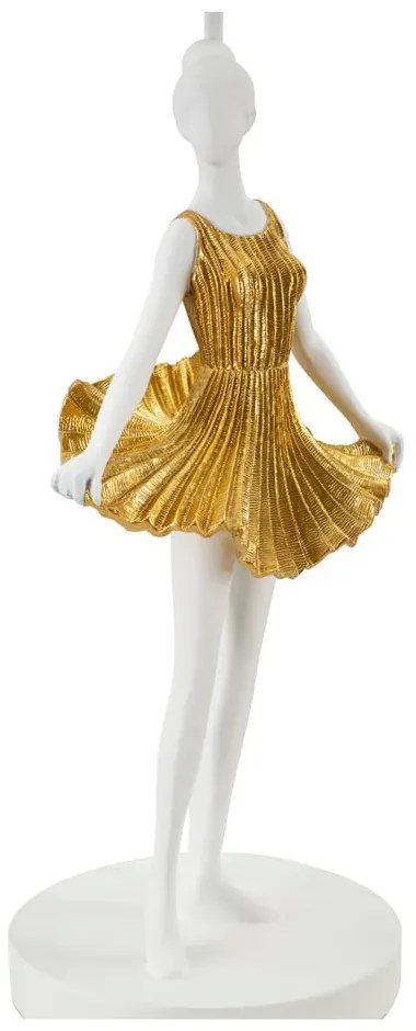Бяло-златиста настолна лампа с текстилен абажур (височина 90,5 cm) Dancer – Mauro Ferretti