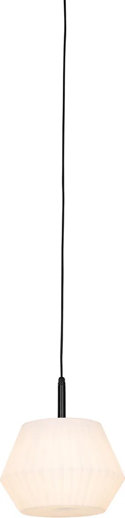 Модерна висяща лампа за външен монтаж черна с бял абажур 33 см IP44 - Robbert