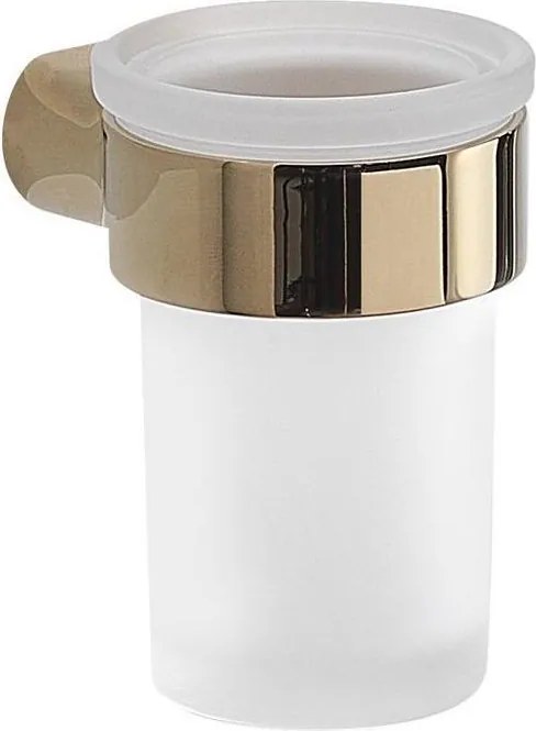 Gedy - Стенен държач за зъбни четки PIRENEI млечно стъкло/златно