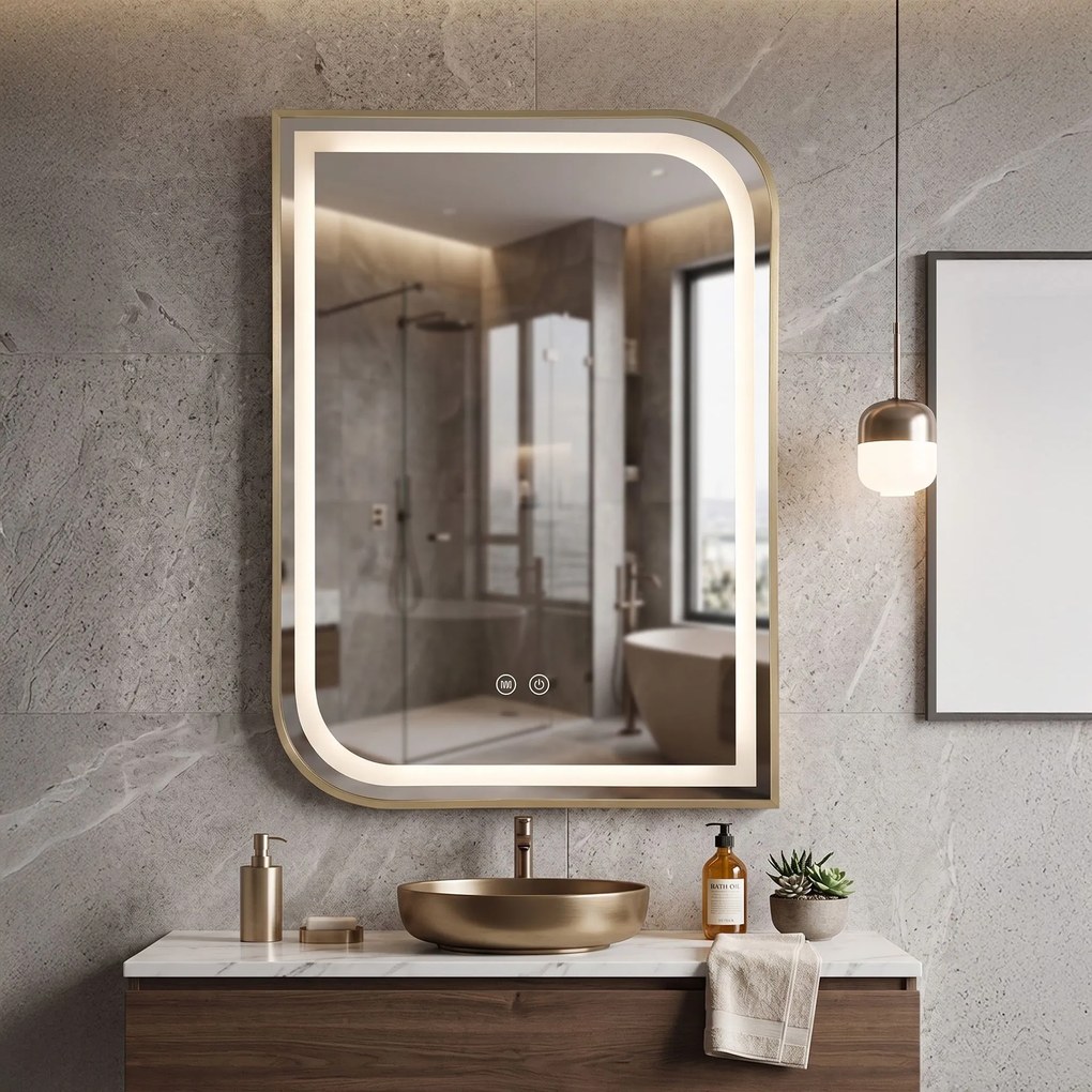 Огледало LED ZONE 80X60  GOLD BRUSH