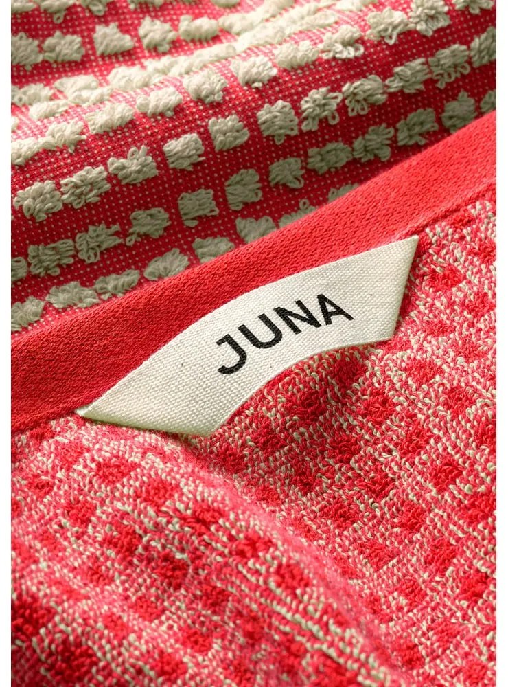 Червена кърпа от органичен памук от тери 50x100 cm Check – JUNA