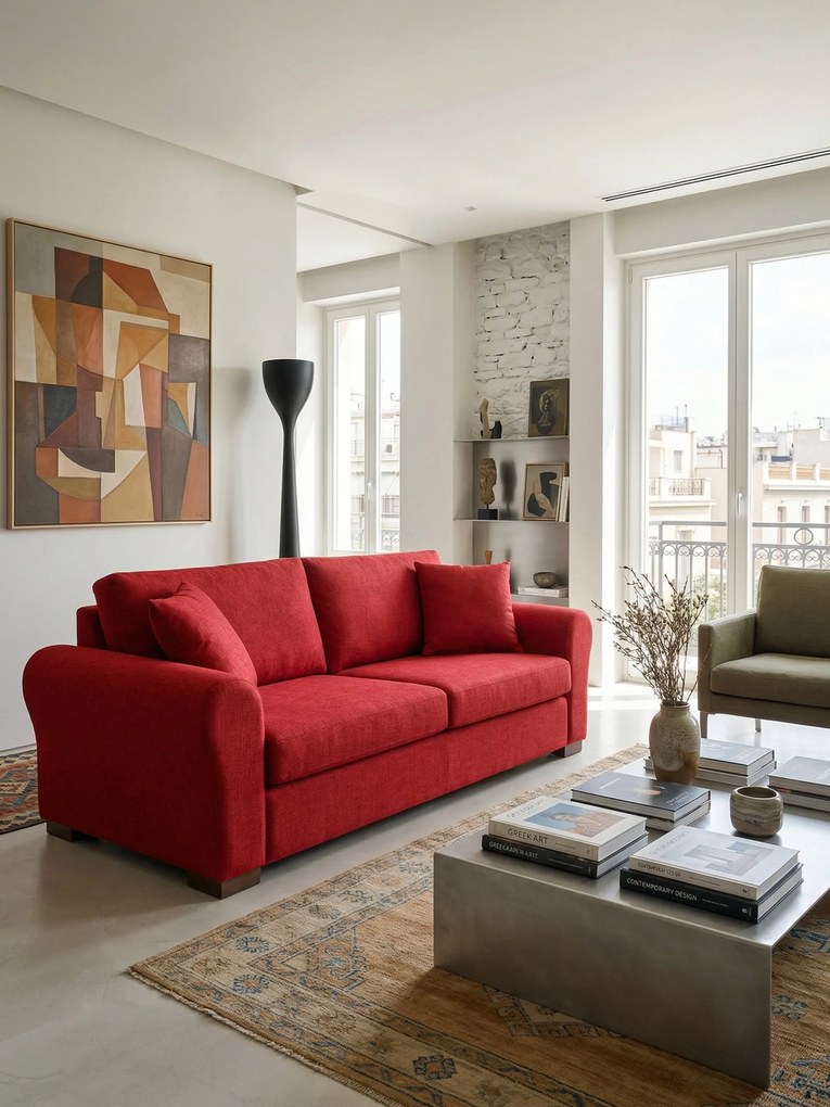 Диван Orpheas триместен-230φ 90D cm-Red